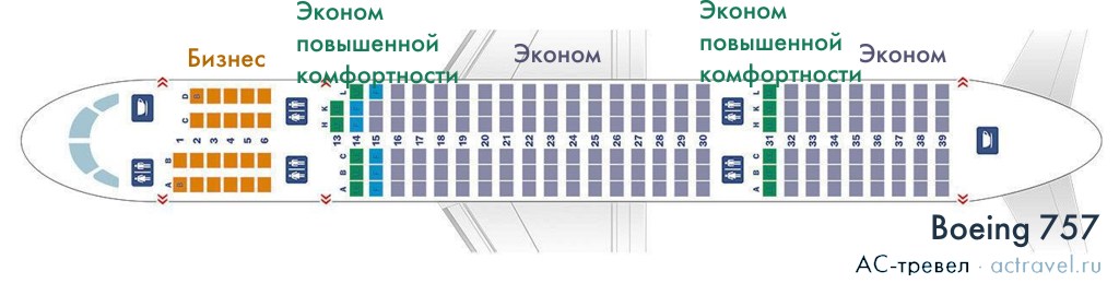 Схема салона Boeing 757