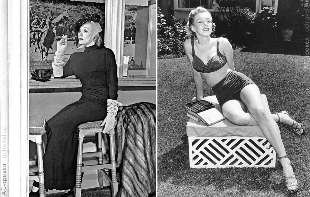 Марлен Дитрих и Мерилин Монро в отеле The Beverly Hills Hotel