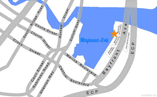 Положение отеля Marina Bay Sands на карте Сингапура